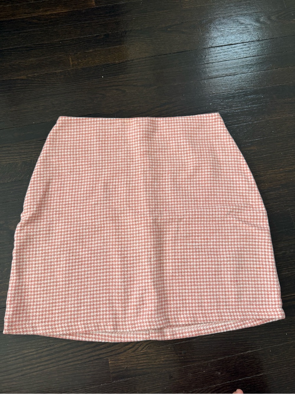 Pink Houndstooth Mini Skirt - Women's Tailored A-Line